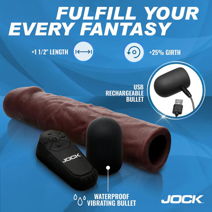 Thumbnail: Jock Vibrating Penis Extension with Remote - Dark