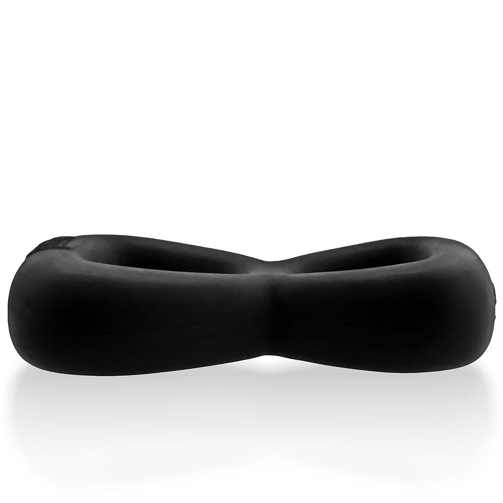 Thumbnail: Boomerang Double-Ring Cockring & Nut-Tugger Black