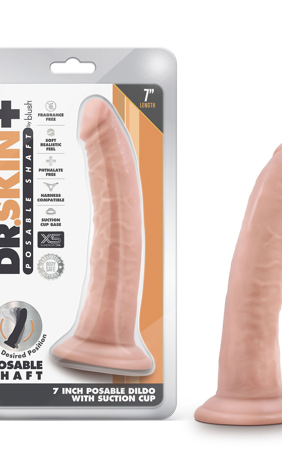 Thumbnail: Dr. Skin Plus - 7 Inch Posable Dildo - Vanilla