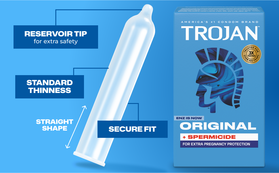 Thumbnail: Trojan Enz Armor Spermicidal Lubricated Condoms - 3 Pack