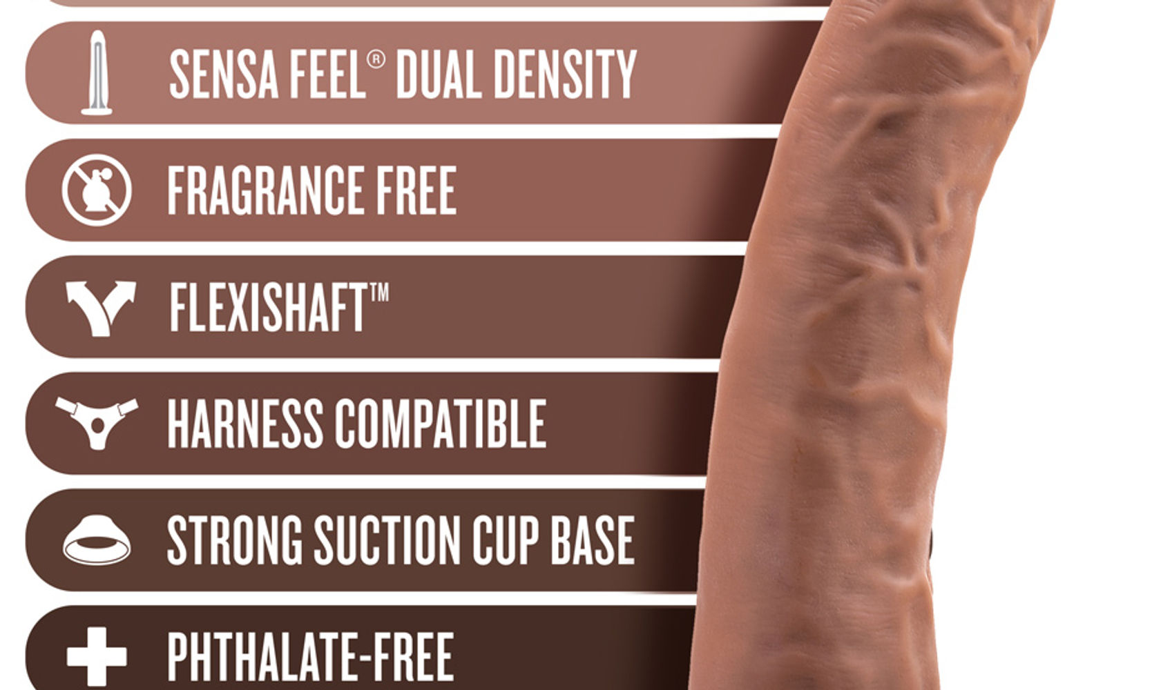 Au Naturel - Jack - 7 Inch Dildo - Mocha