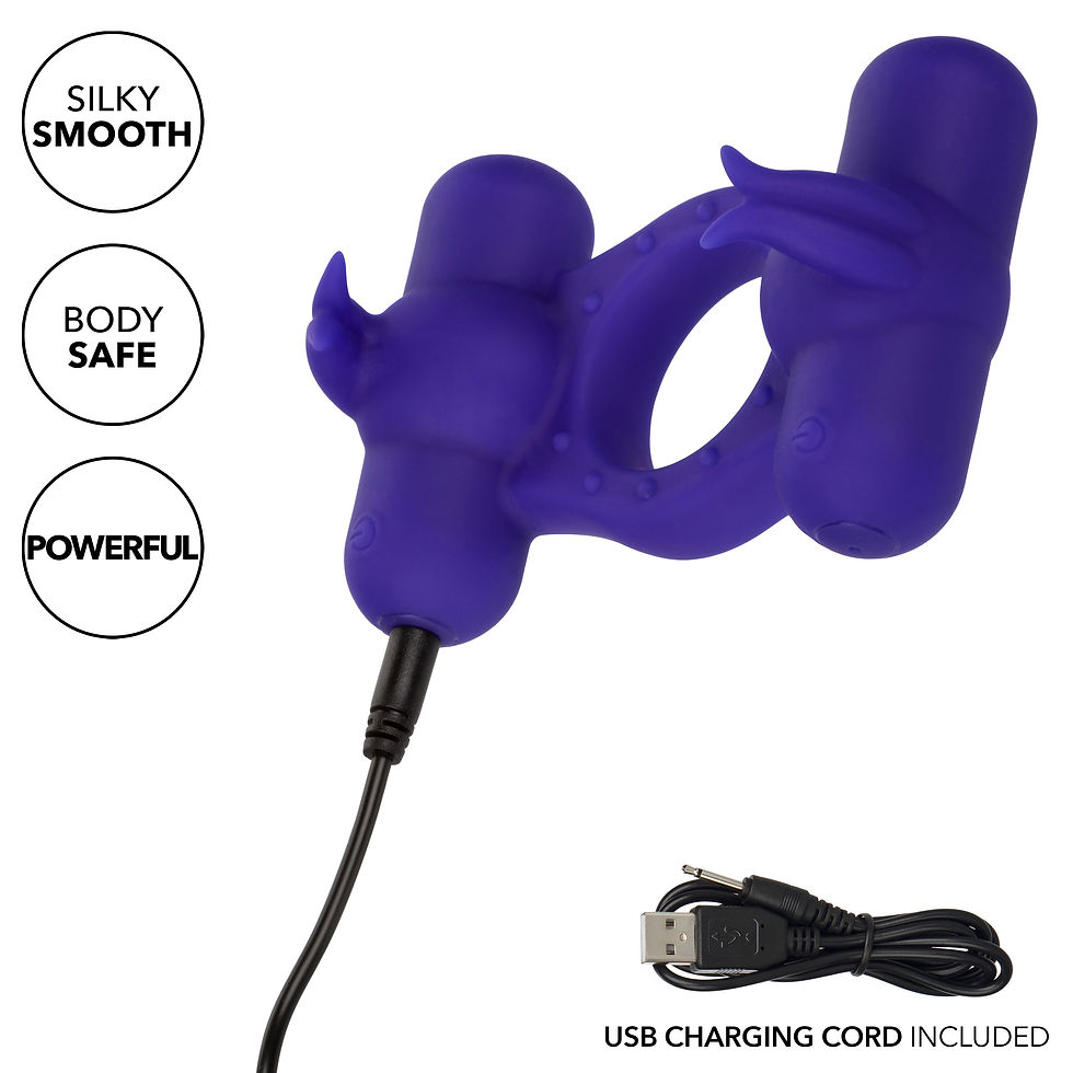 Thumbnail: Silicone Rechargeable Triple Orgasm Enhancer - Purple