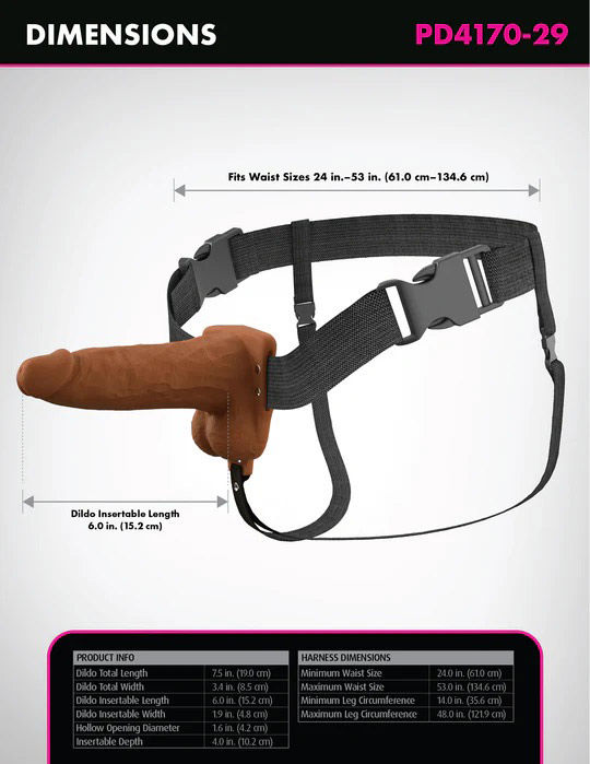 Thumbnail: Fantasy X-Tensions Elite 6 Inch Vibrating Hollow Silicone Strap-on - Brown
