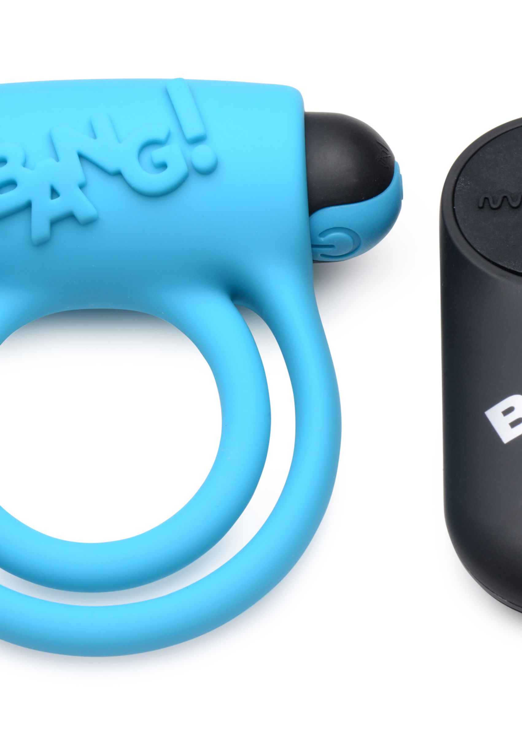 Bang - Silicone Cockring and Bullet With Remote Control - Blue