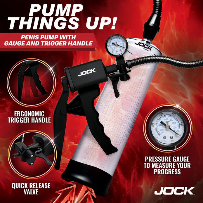 Thumbnail: Pump Up Penis Pump With Gauge and Trigger Handle - Clear