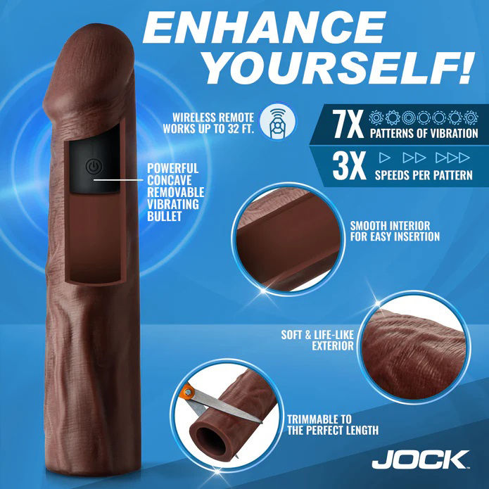 Thumbnail: Jock Vibrating Penis Extension with Remote - Dark