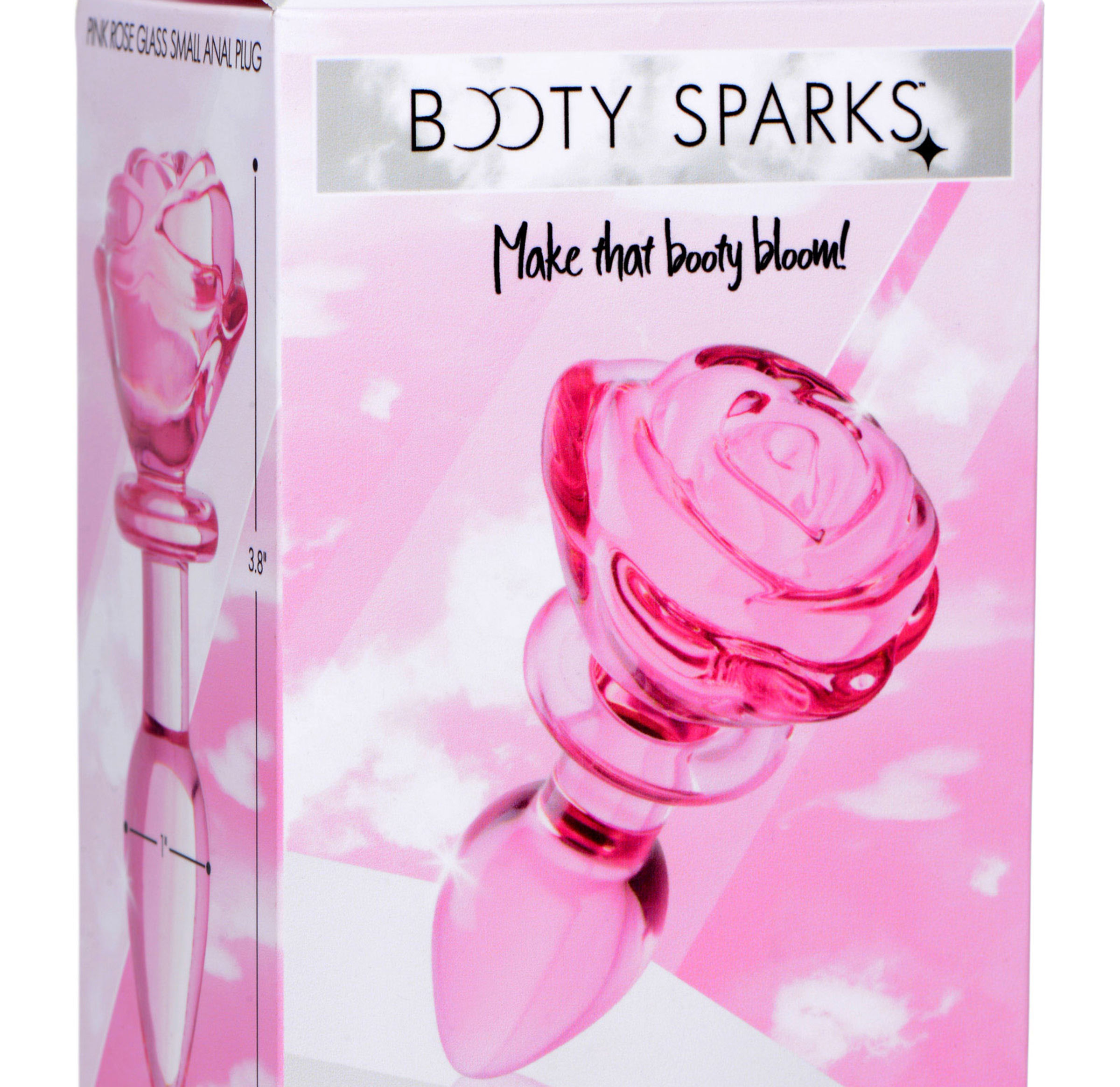 Pink Rose Glass Anal Plug - Small