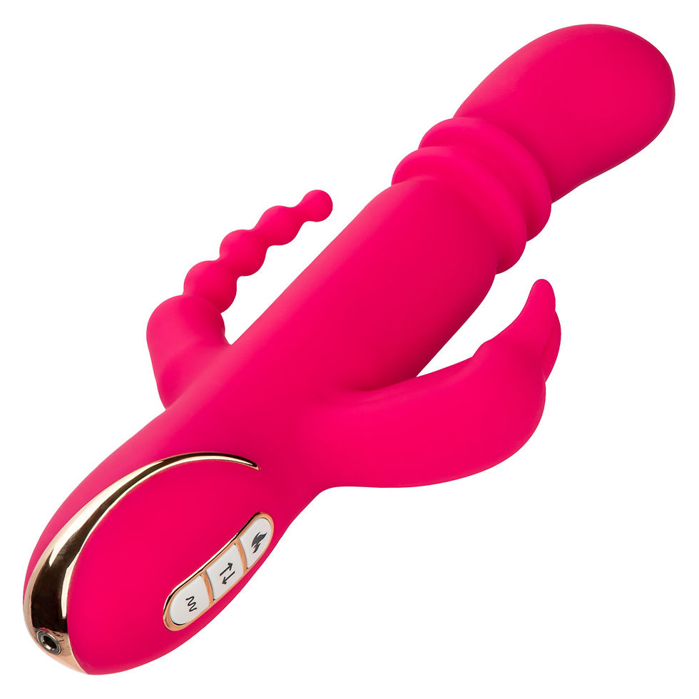 Thumbnail: Jack Rabbit Signature Heated Silicone Triple Fantasy Rabbit - Pink