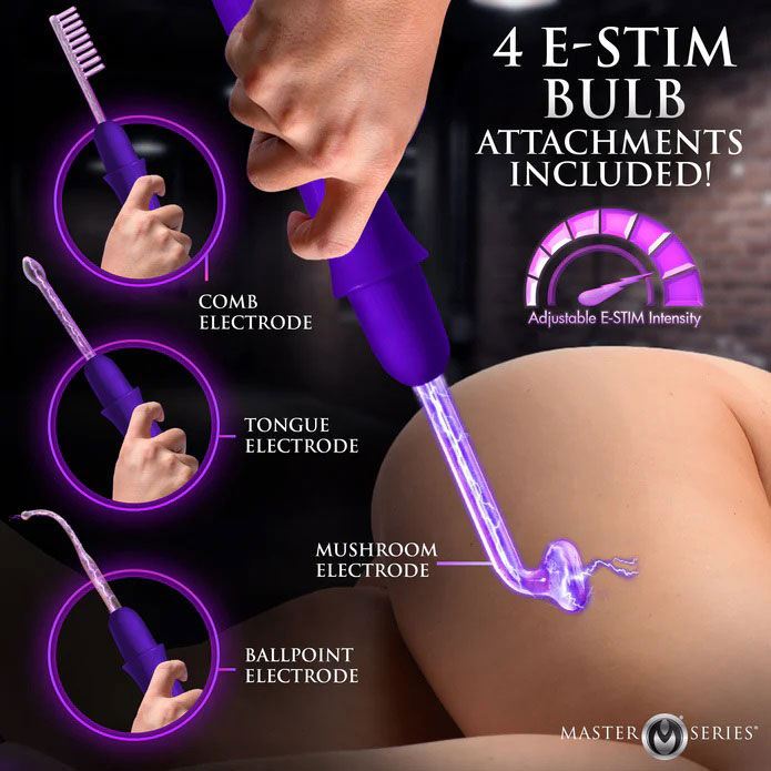 Thumbnail: Elektrawand Rechargeable Violet Wand With Attachments Purple