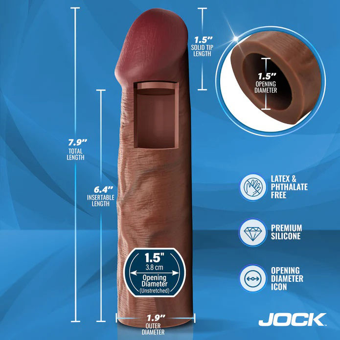 Thumbnail: Jock 1.5 Inch Silicone Penis Extension Sleeve - Dark