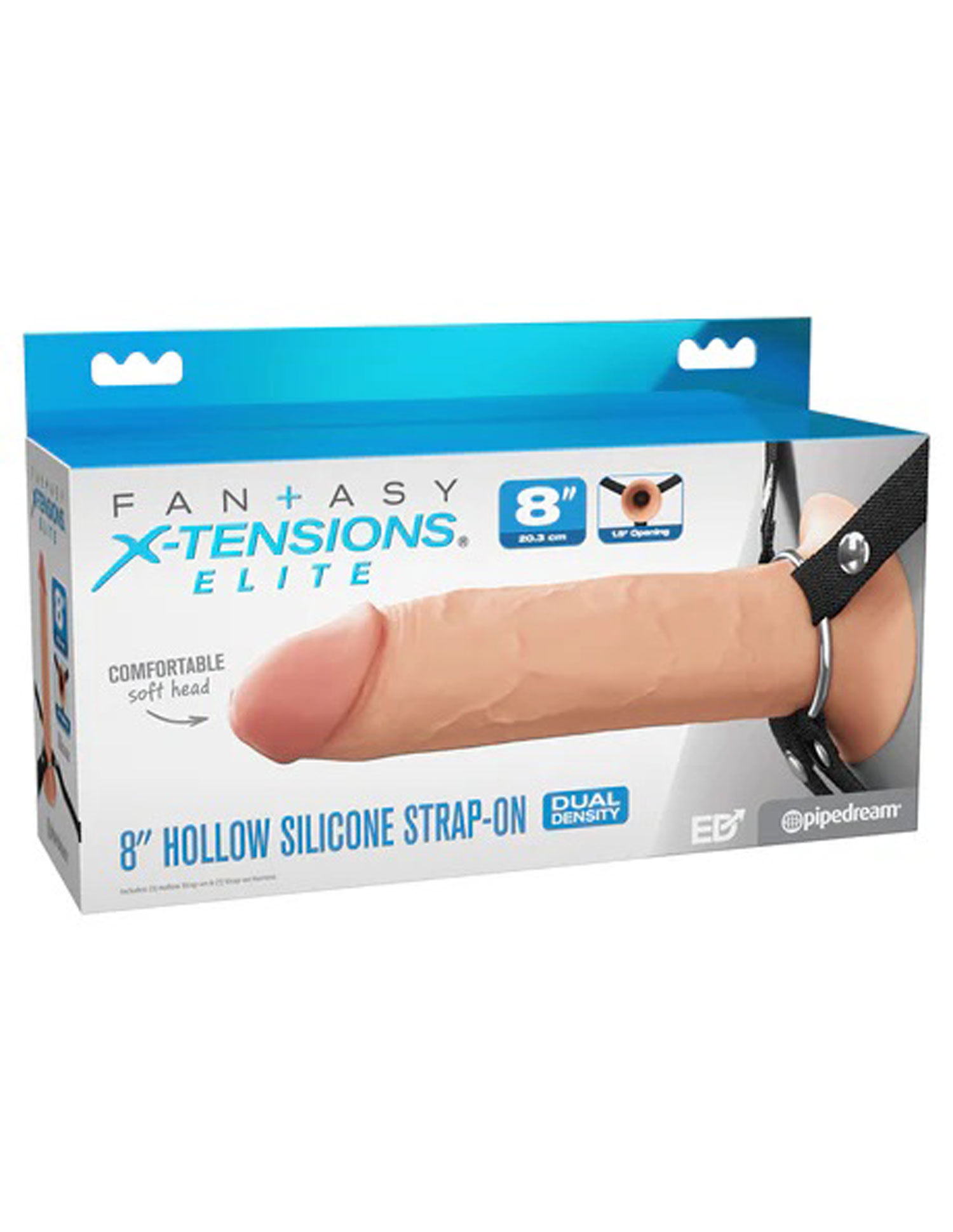 Fantasy X-Tensions Elite 8 Inch Silicone Hollow Strap Dual Density - Light
