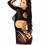 Thumbnail: Seamless Cut Out Long Sleeve Mini Dress With Faux Lace Up Detail - One Size - Bl