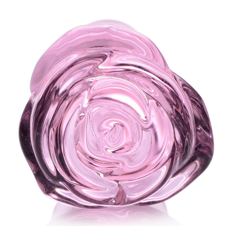 Thumbnail: Pink Rose Glass Anal Plug - Small