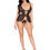 Thumbnail: 2 Pc Scalloped Lace and Mesh Babydoll and Matching Crotchless Panty - Medium - B