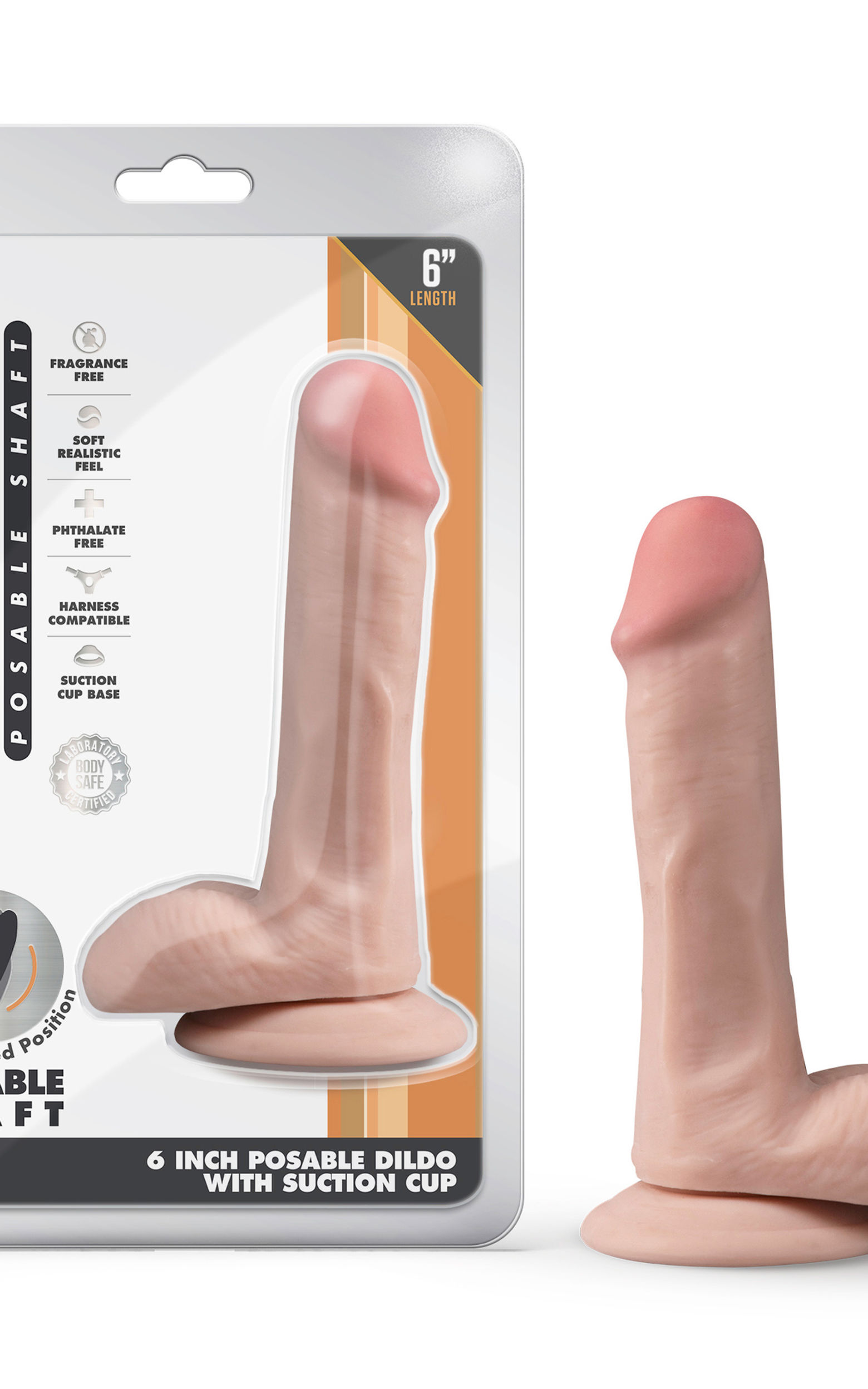 Dr. Skin Plus - 6 Inch Posable Dildo With Balls - Vanilla