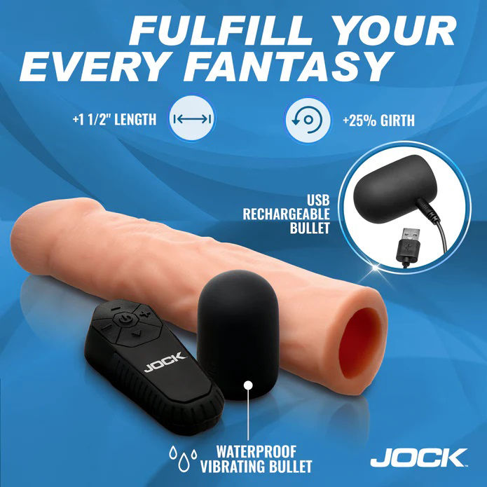 Thumbnail: Jock Vibrating Penis Extension with Remote - Light