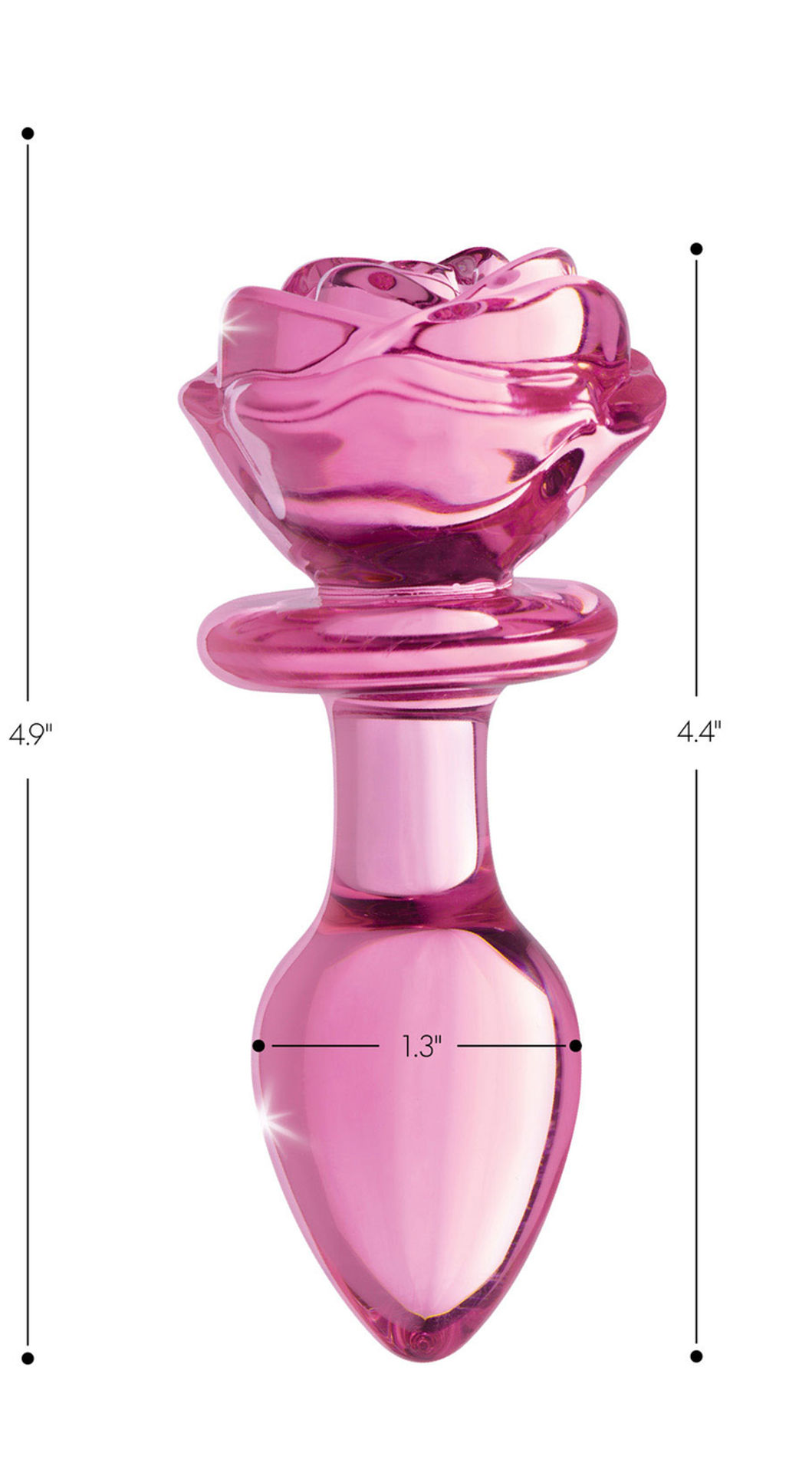 Pink Rose Glass Anal Plug - Small