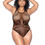 Thumbnail: Snake Fishnet Rhinestone Bodysuit - Curve Os - Black