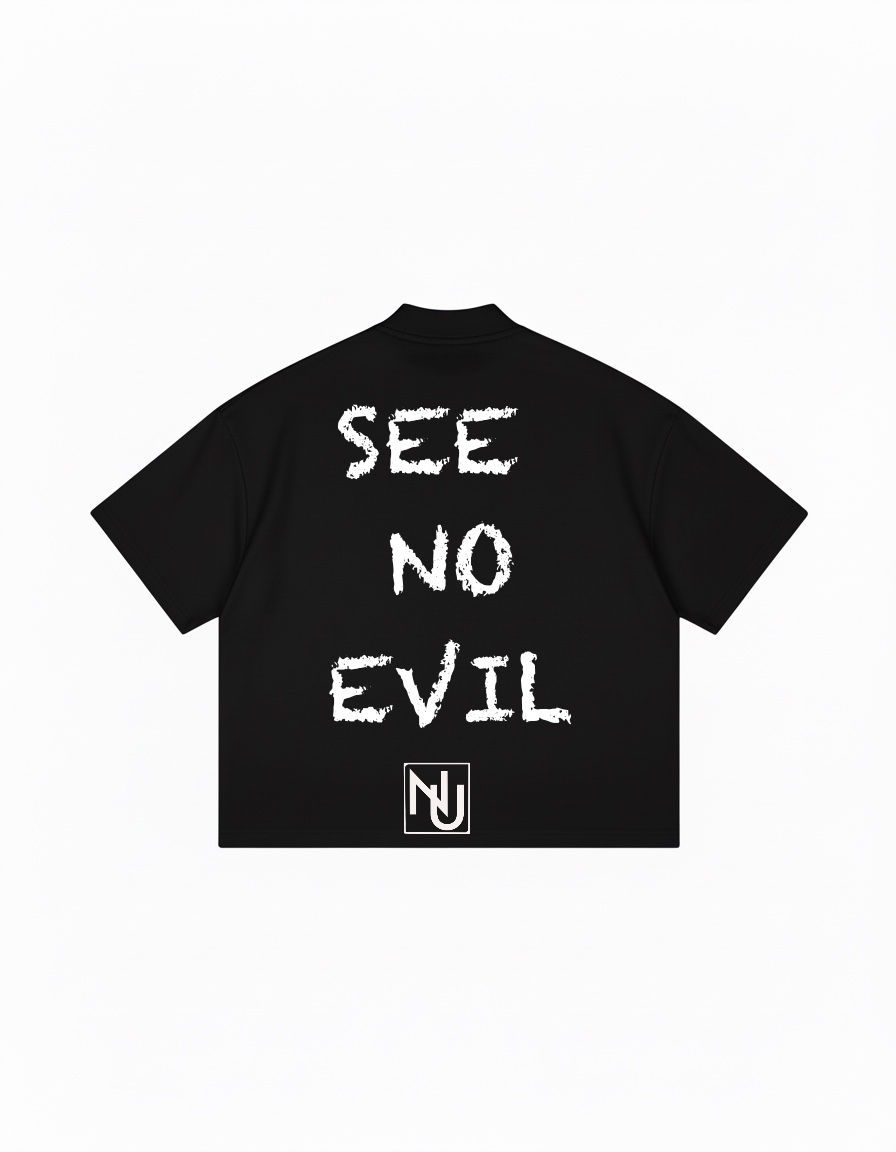 Thumbnail: SEE NO EVIL - Oversized Drop Shoulder Printed T-Shirt
