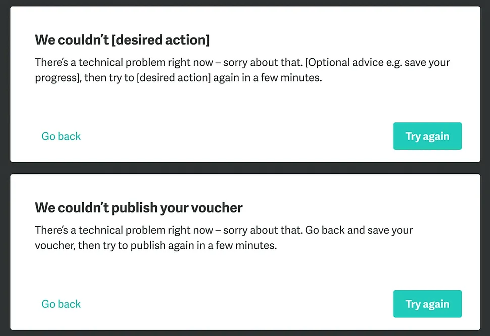 An example of a content design template from Deliveroo