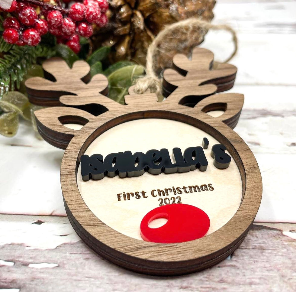 Thumbnail: Personalized "Baby's First Christmas" Reindeer Ornament