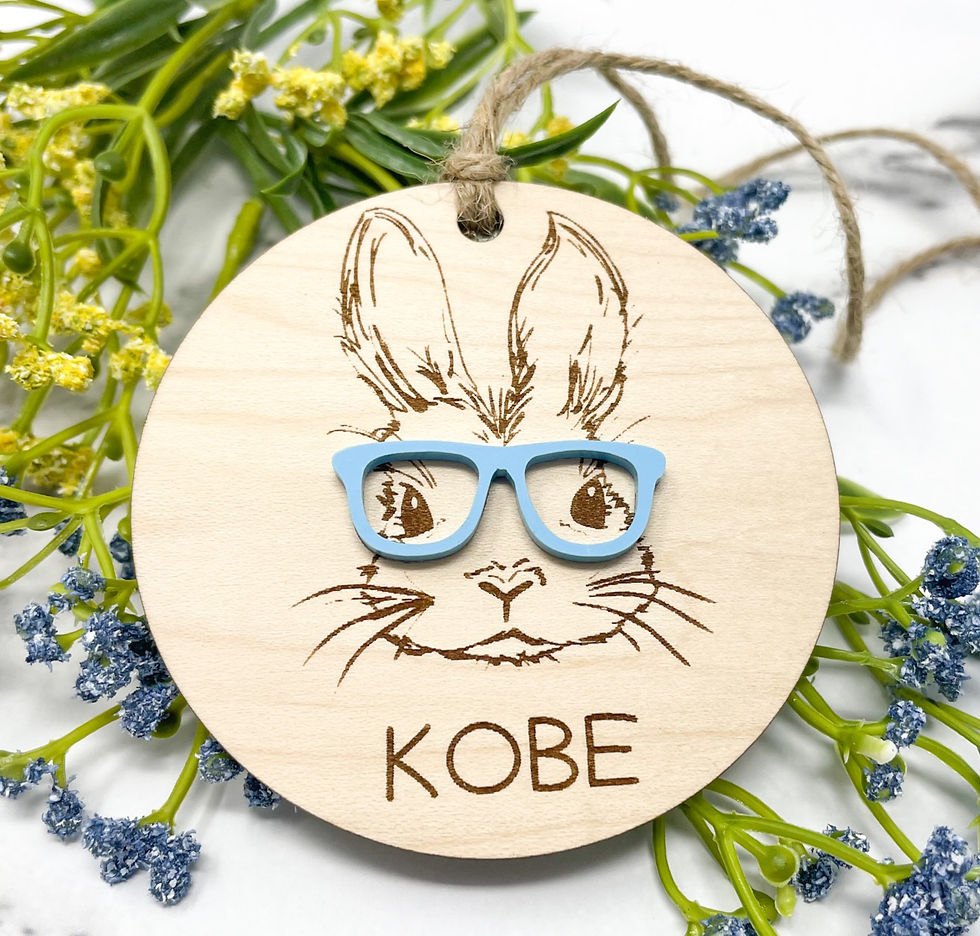 Thumbnail: Personalized Bunny with Glasses Basket Tags