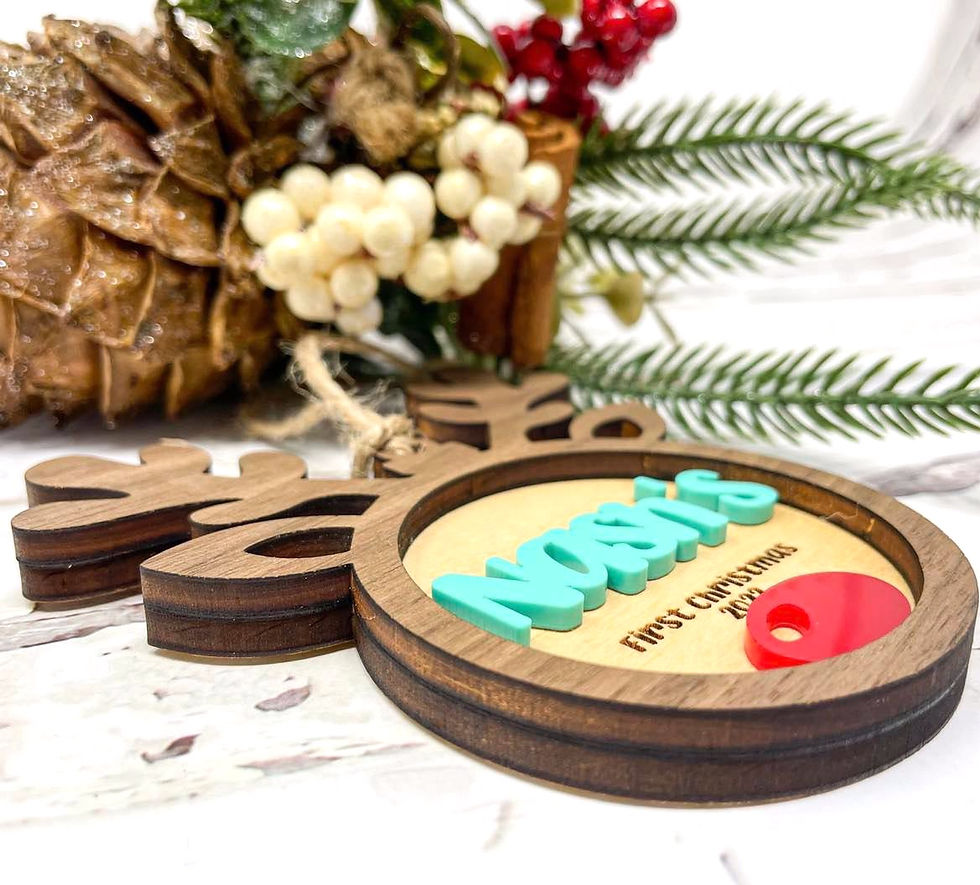 Thumbnail: Personalized "Baby's First Christmas" Reindeer Ornament