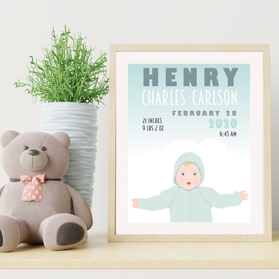 Thumbnail: Customizable Baby Stats Poster in 4 colors