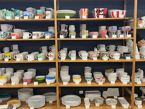 pottery supplies on shelves