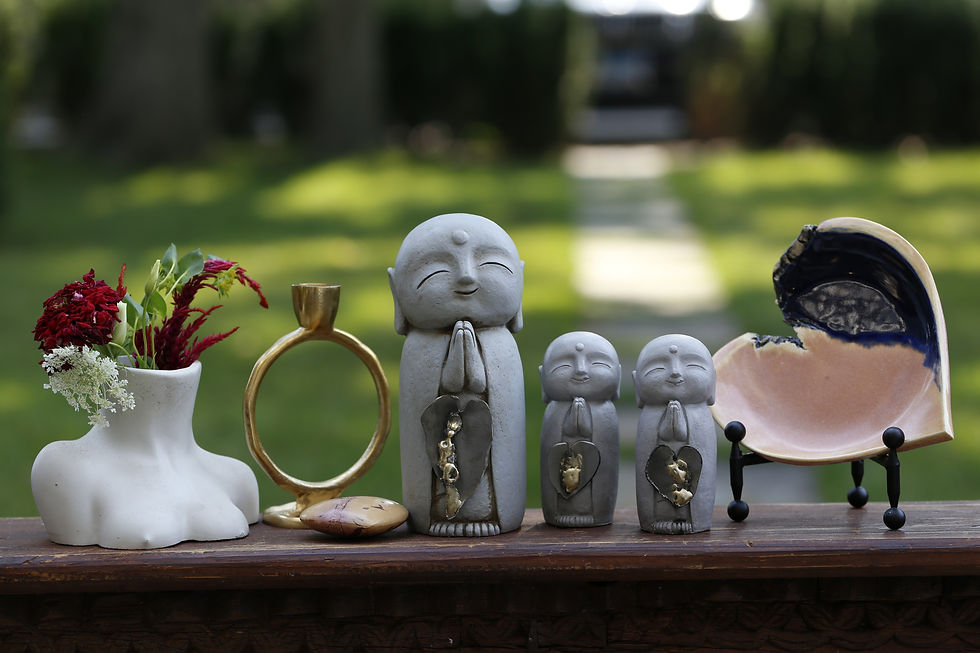 Thumbnail: Ojizosama Statue with Kintsugi Heart - Large