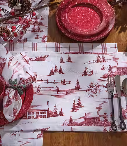 Holiday Linens Winter Toile