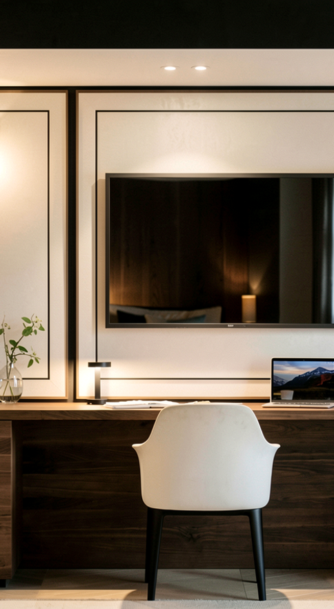 Hotel Mirza suite oda ahşap panel ve oturma alanı, lüks butik otel iç mimarisi - DPI Group