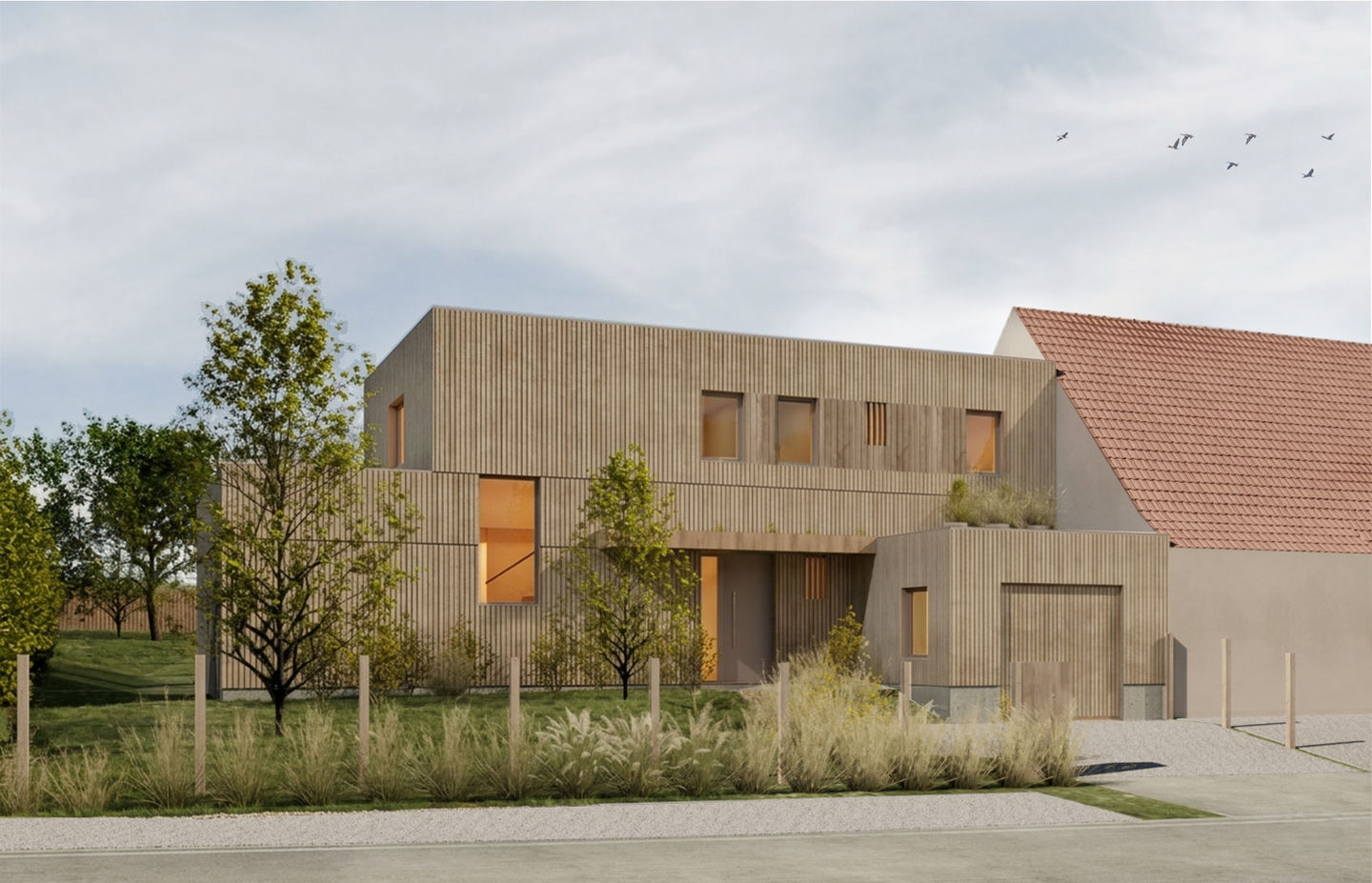 Insertion paysagère
Maison neuve en ossature bois sur la côte d'Opale
