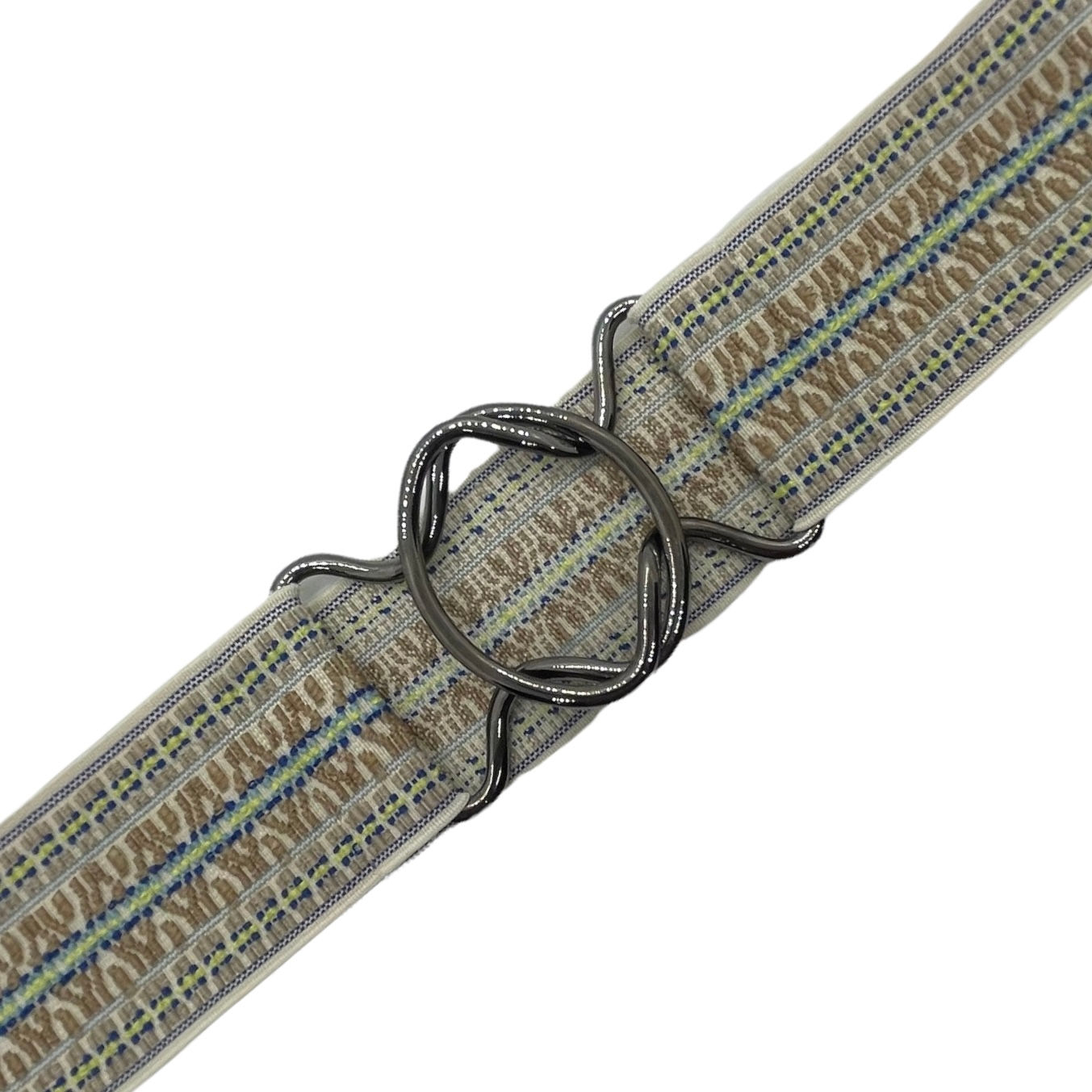 Cream Tan Blue Yellow Tribal Jacquard