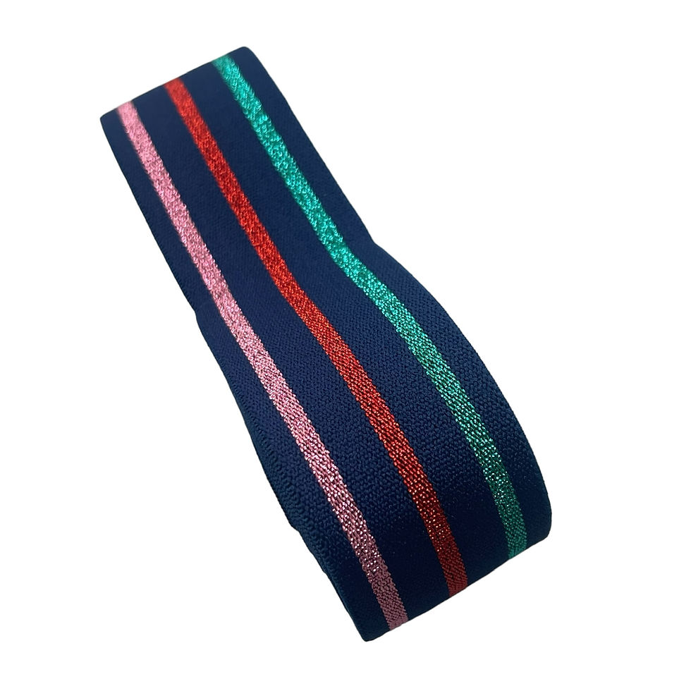 Thumbnail: Navy Pink Red Turquoise Metallic Stripes
