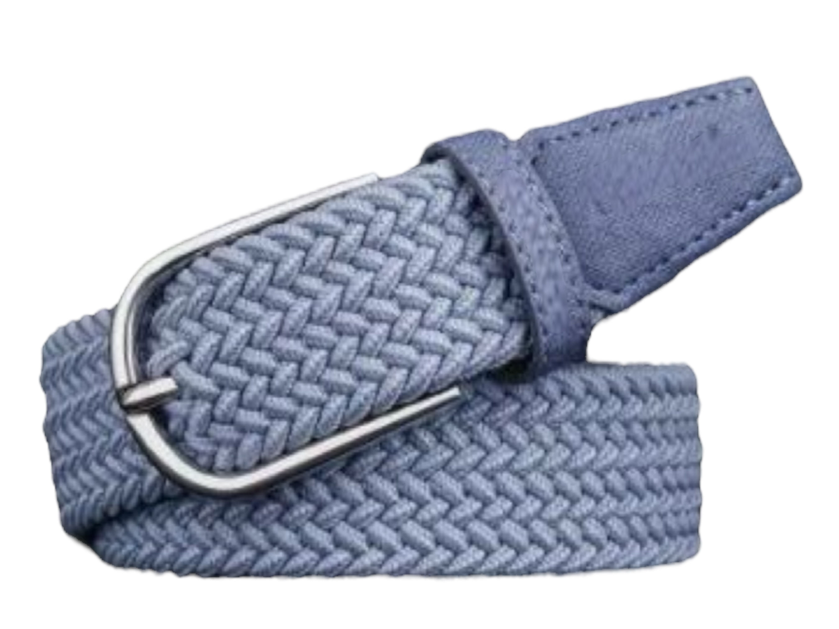 Smokey Blue Braided Rope Stretch Belt