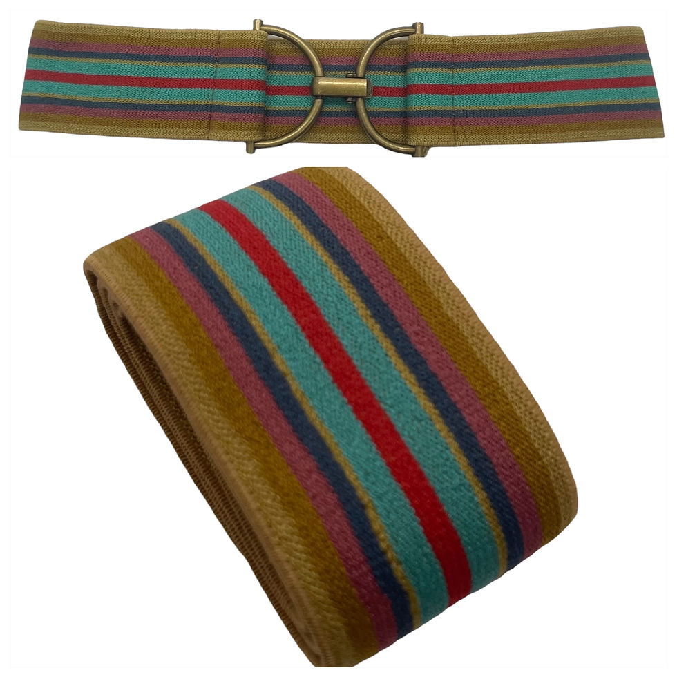 Thumbnail: Mustard Pink Blue Turquoise Red Stripe