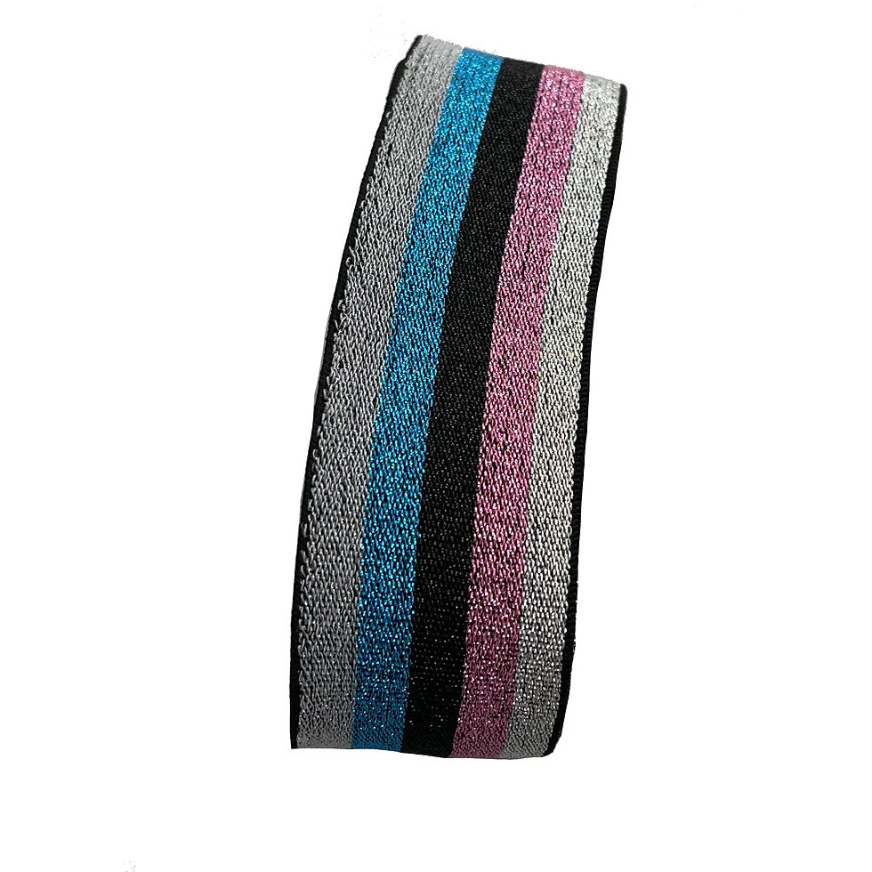 Thumbnail: Black Pink Blue Silver Metallic Stripe