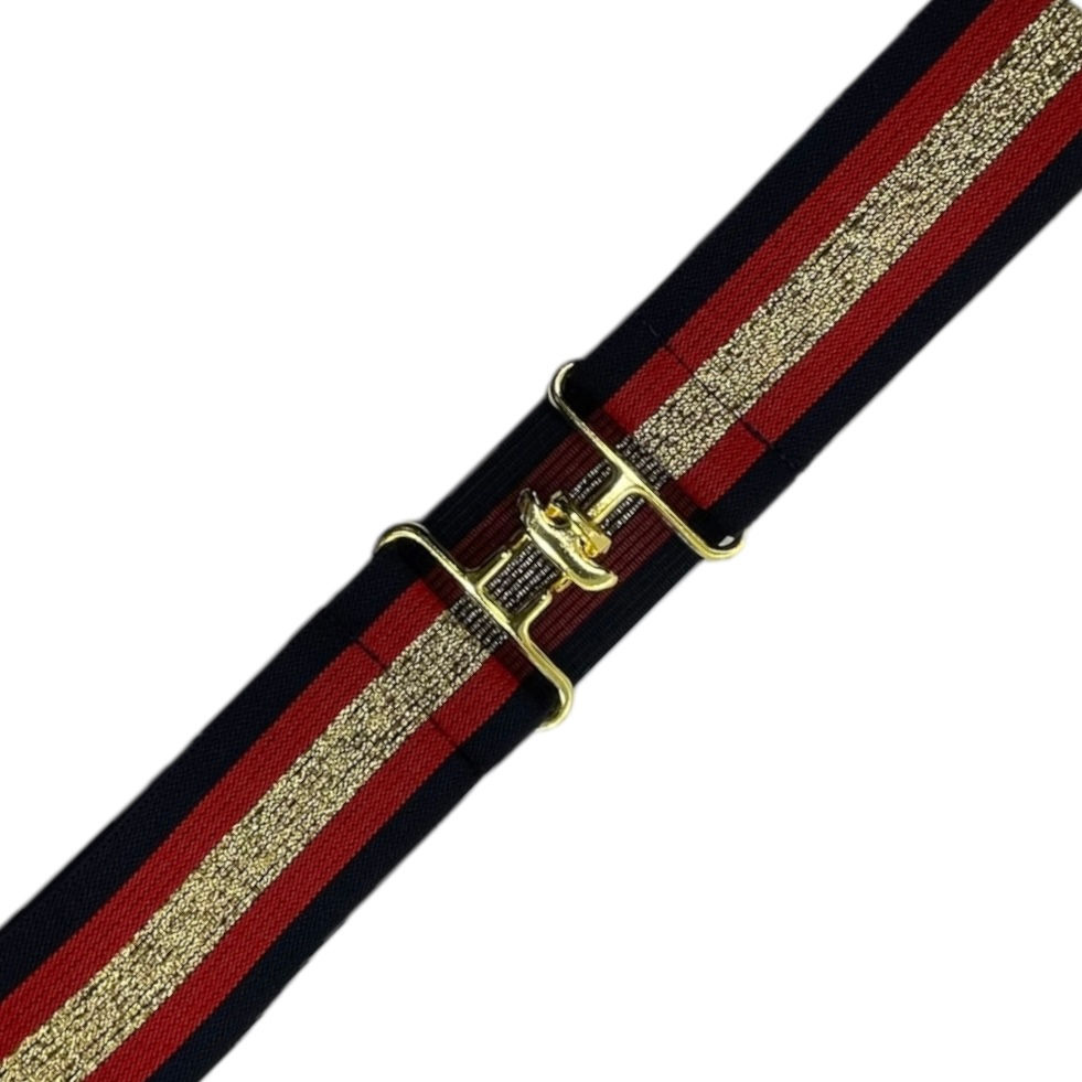 Navy Red Gold Metallic Stripe
