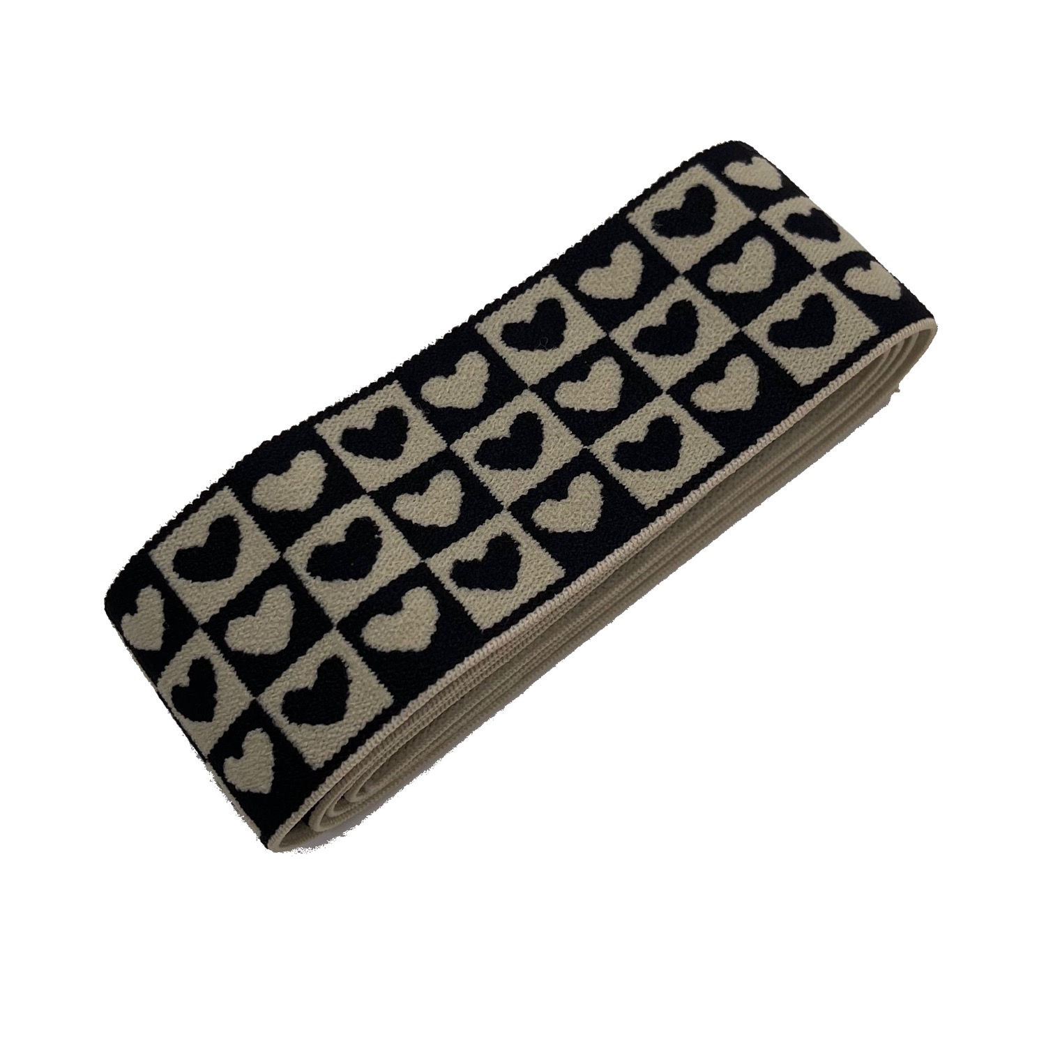 Black Ecru Checkerboard Heart  