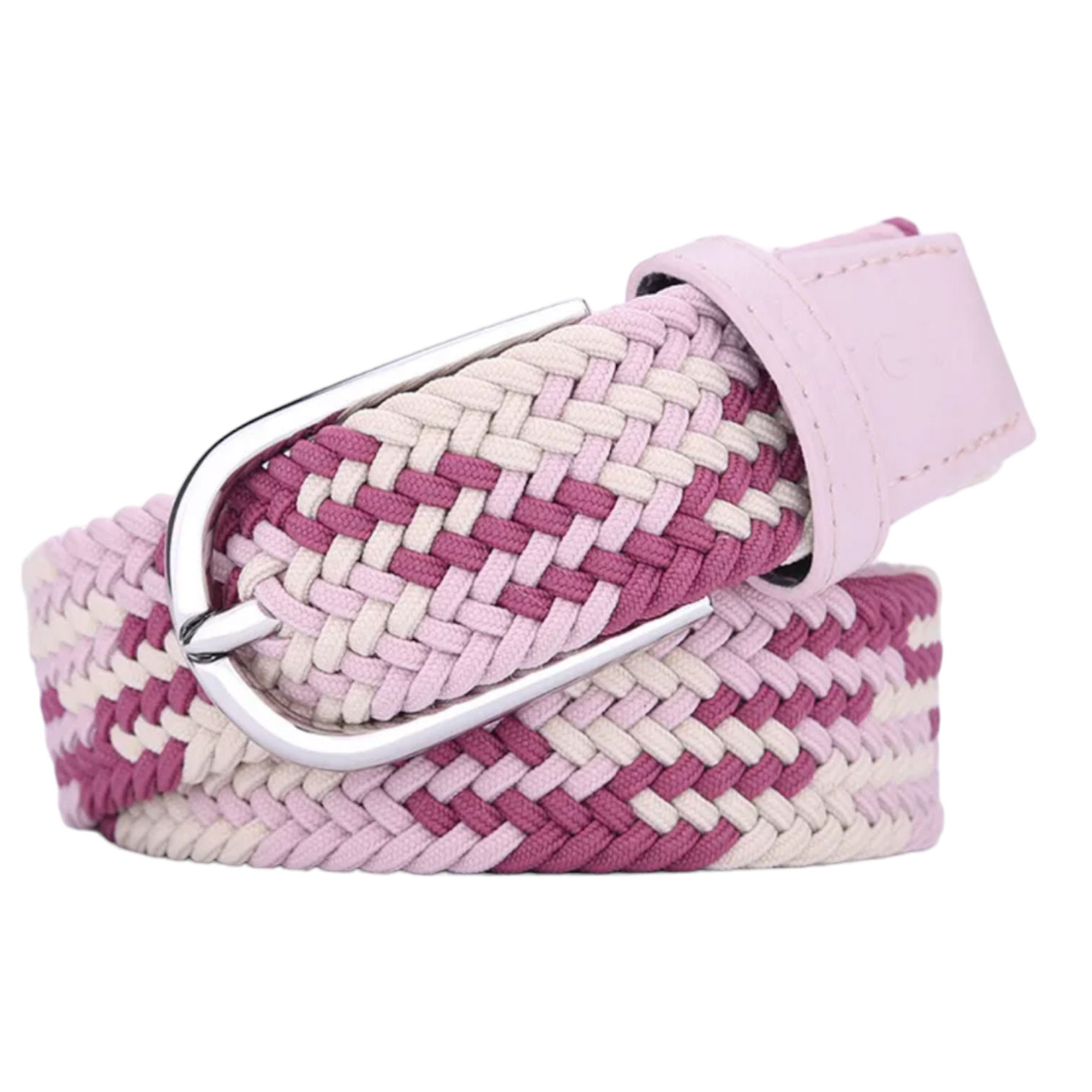 Pink Plum Cream Braided Stretch Belt