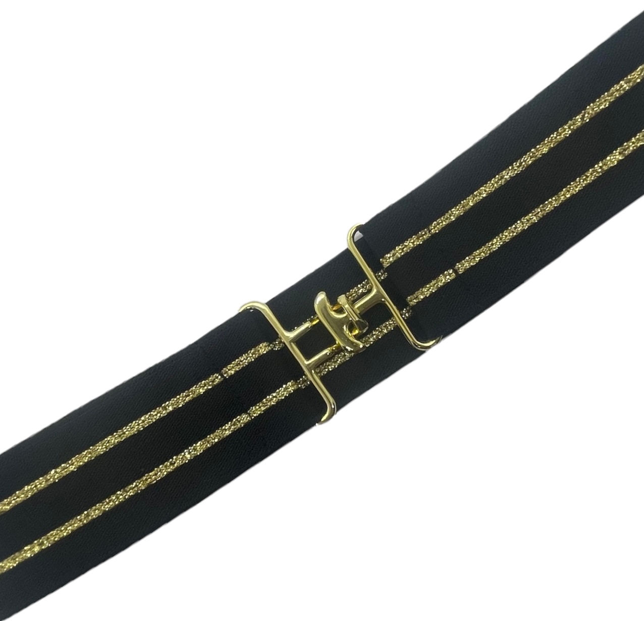 Black Two Gold Metallic Stripes