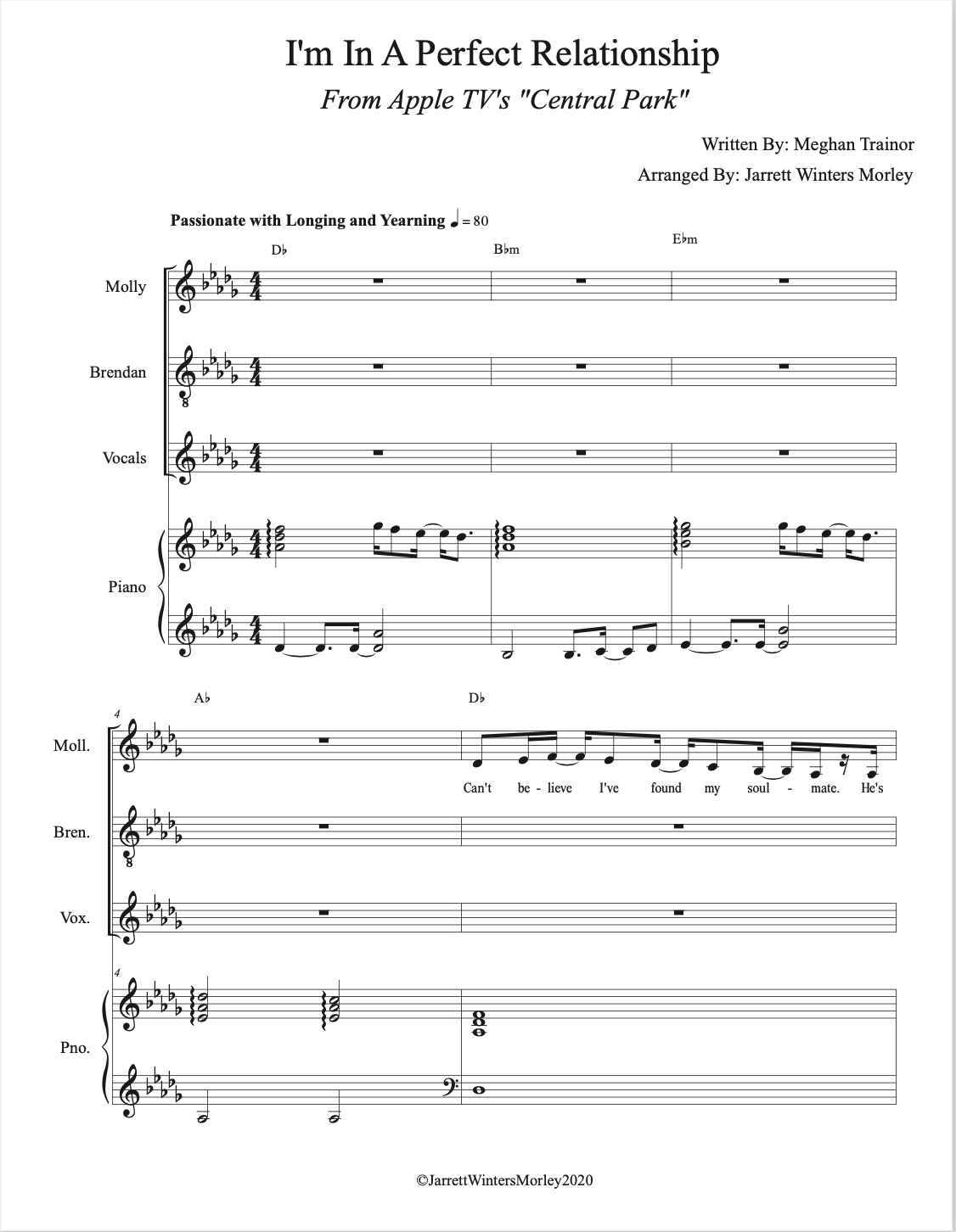 I'm In A Perfect Relationship- Central Park Transcription & Arr. (Apple TV+)