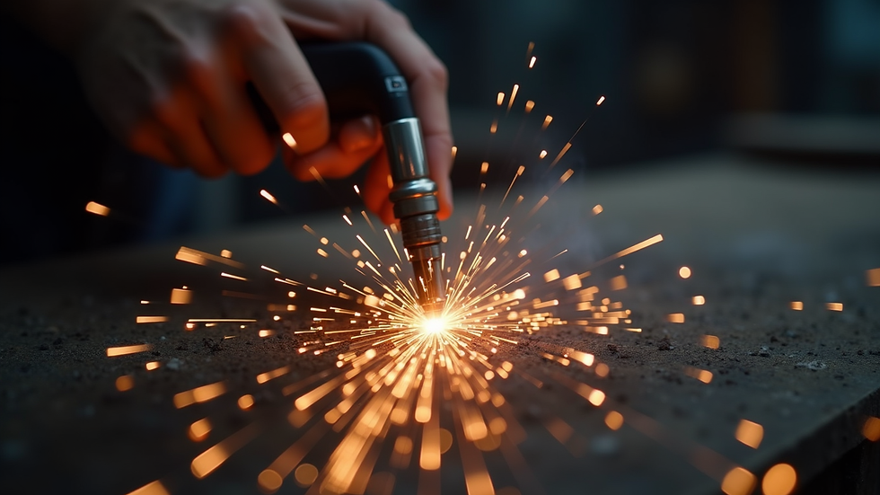 Close-up view of a welding torch in action