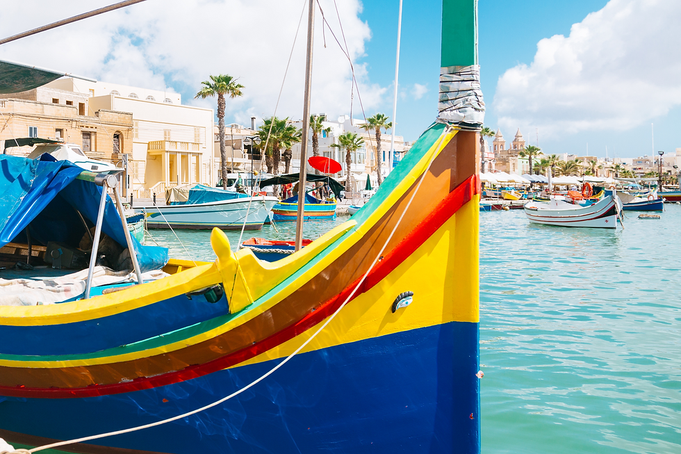 Traditional Maltese fishing boat, called a Luzzu