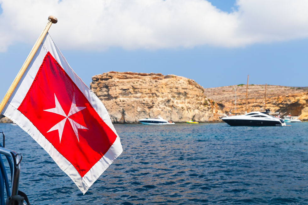 The Maltese Shipping Flag on a boat in Malta