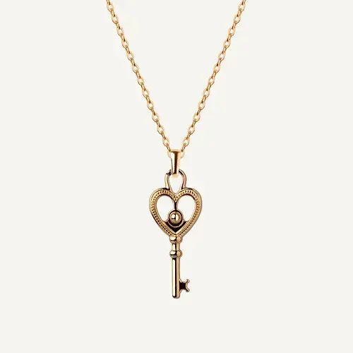 Collar llave en oro con cadena zoom