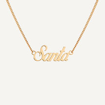 Collar Santa palabra lettering en oro con cadena zoom