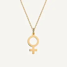 Collar Girl Power simbolo mujer feminismo en oro con cadena zoom
