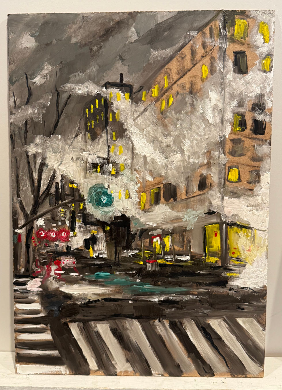 oil on wood 11"x16"
madison rain (nyc)